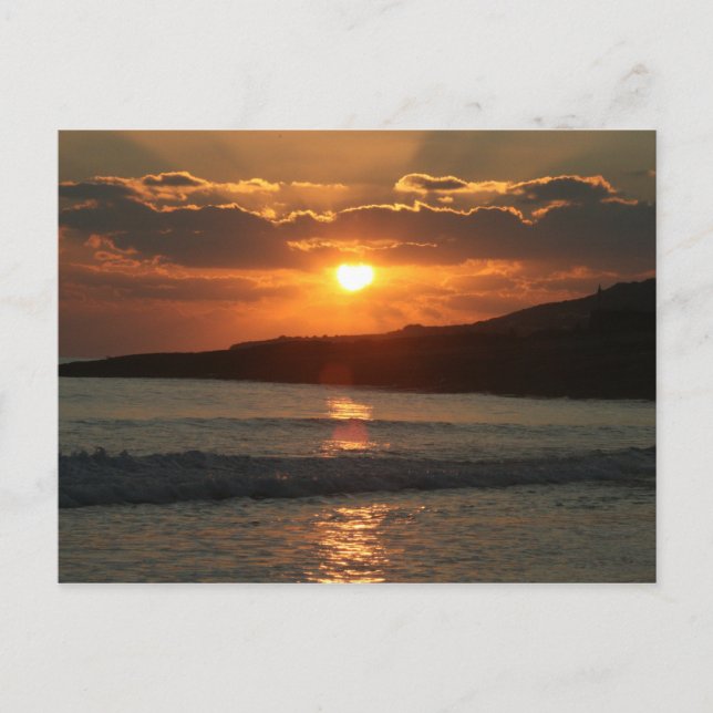 Sunset at Praia Da Luz Beach, Algarve, Portugal Postcard (Front)