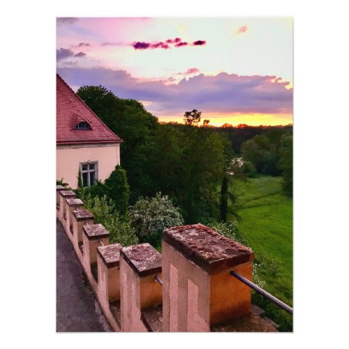 Sunset at Pchau Castle in Machern Germany Photo Print