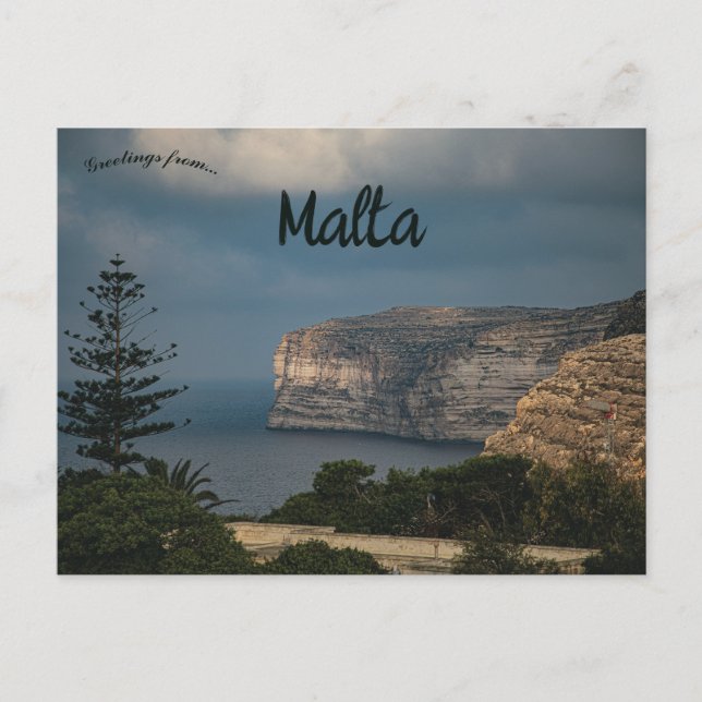 Sunset at Sanap Cliffs Munxar Malta Postcard (Front)