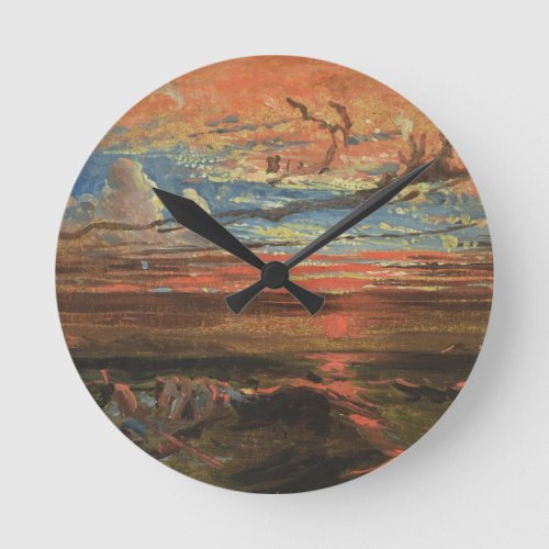 Sunset at Sea after a Storm oil on pressed cardbo Round Clock