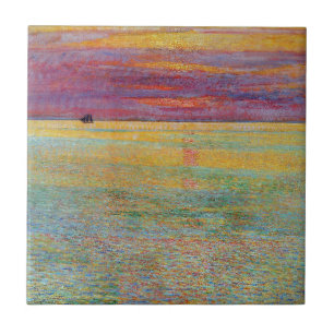 Sunset at Sea (by Childe Hassam) Ceramic Tile
