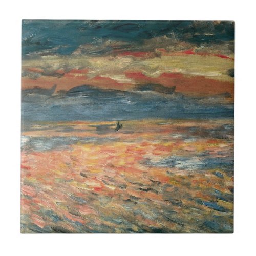 Sunset at Sea by Pierre Renoir Vintage Fine Art Ceramic Tile