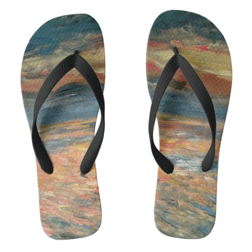 Sunset at Sea by Pierre Renoir Vintage Fine Art Flip Flops