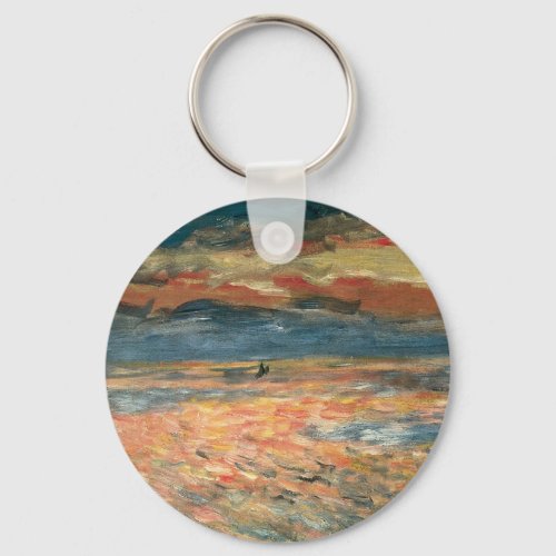 Sunset at Sea by Pierre Renoir Vintage Fine Art Keychain