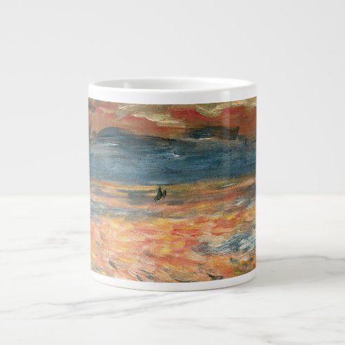 Sunset at Sea by Pierre Renoir Vintage Fine Art Large Coffee Mug