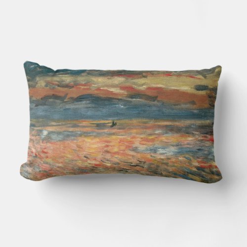 Sunset at Sea by Pierre Renoir Vintage Fine Art Lumbar Pillow