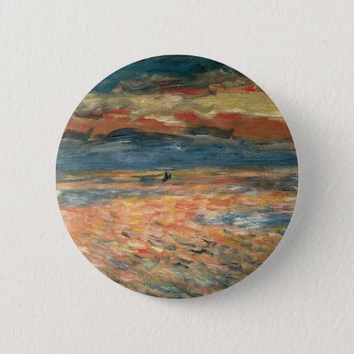 Sunset at Sea by Pierre Renoir Vintage Fine Art Pinback Button
