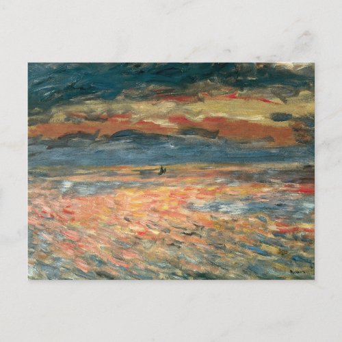 Sunset at Sea by Pierre Renoir Vintage Fine Art Postcard