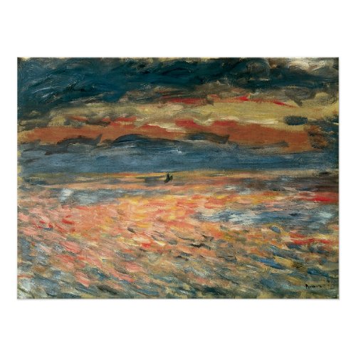 Sunset at Sea by Pierre Renoir Vintage Fine Art Poster