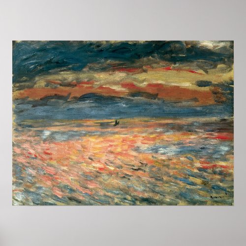 Sunset at Sea by Pierre Renoir Vintage Fine Art Poster
