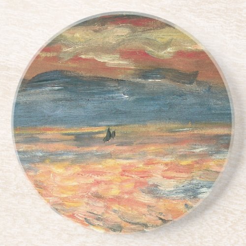 Sunset at Sea by Pierre Renoir Vintage Fine Art Sandstone Coaster