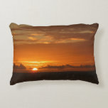 Sunset at Sea I Tropical Orange Seascape Decorative Pillow