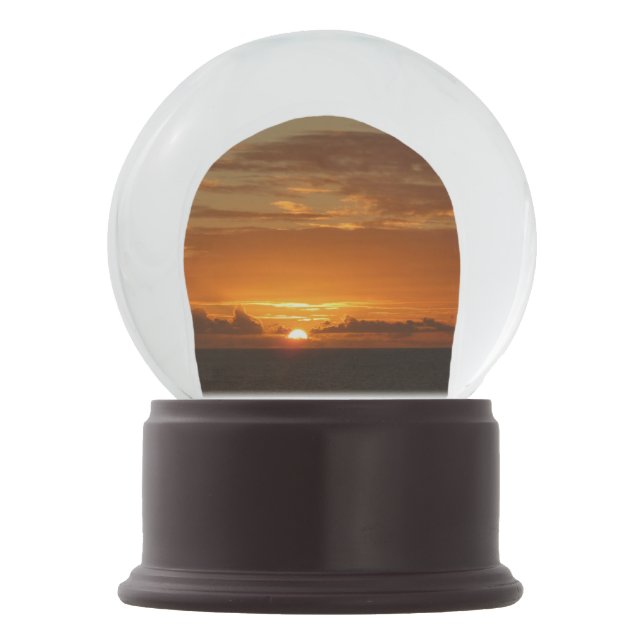 Sunset at Sea I Tropical Orange Seascape Snow Globe (Front)