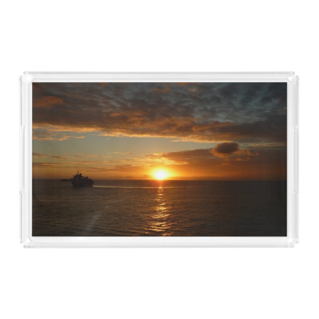 Sunset at Sea II Tropical Seascape Acrylic Tray (Front)