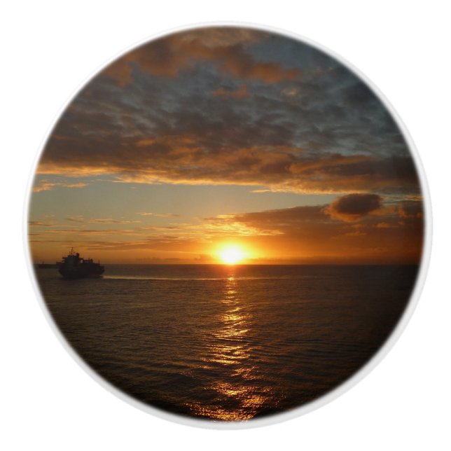 Sunset at Sea II Tropical Seascape Ceramic Knob (Front)