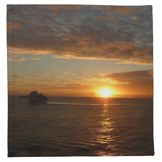 Sunset at Sea II Tropical Seascape Cloth Napkin (Front)