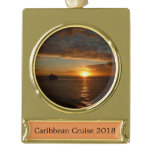 Sunset at Sea II Tropical Seascape Gold Plated Banner Ornament