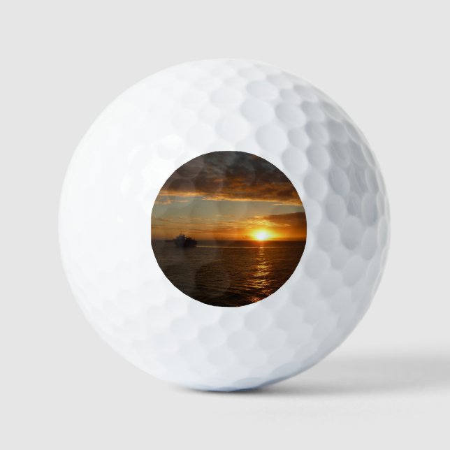 Sunset at Sea II Tropical Seascape Golf Balls (Front)
