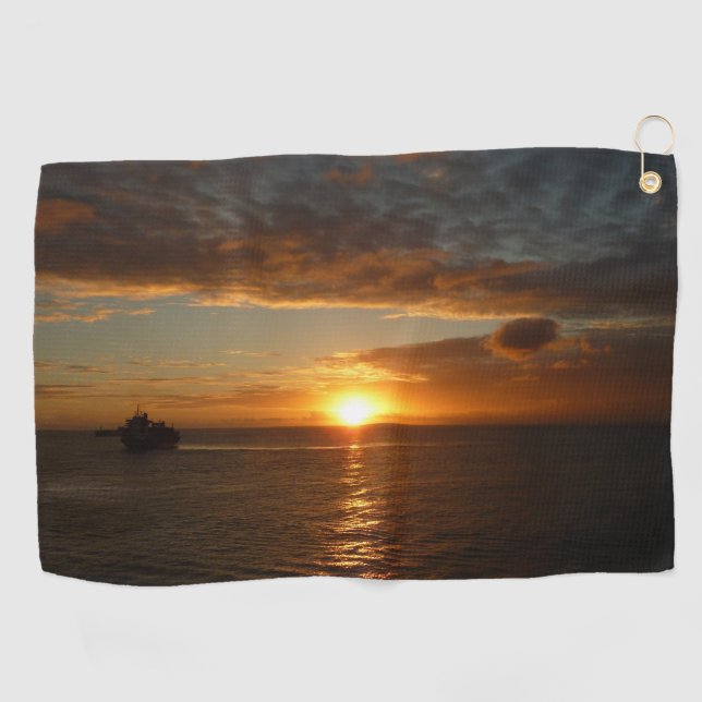 Sunset at Sea II Tropical Seascape Golf Towel (Horizontal)