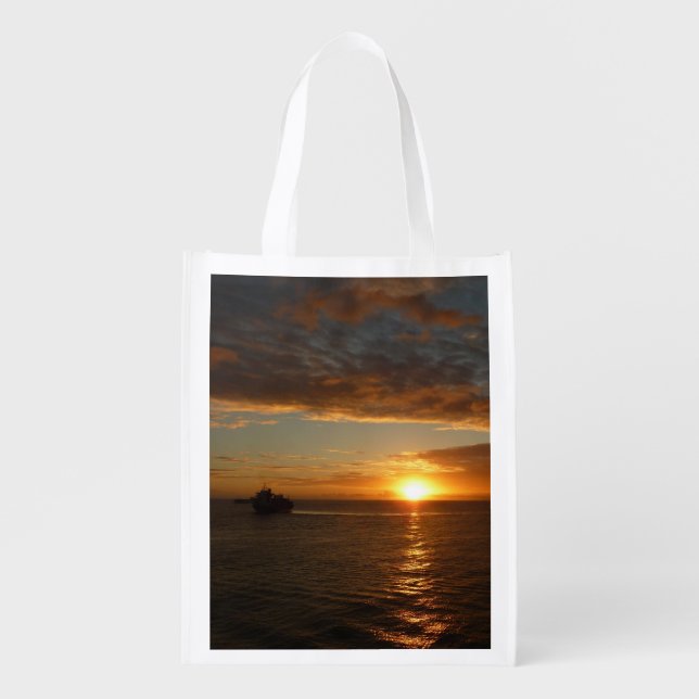 Sunset at Sea II Tropical Seascape Grocery Bag (Front)