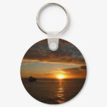 Sunset at Sea II Tropical Seascape Keychain