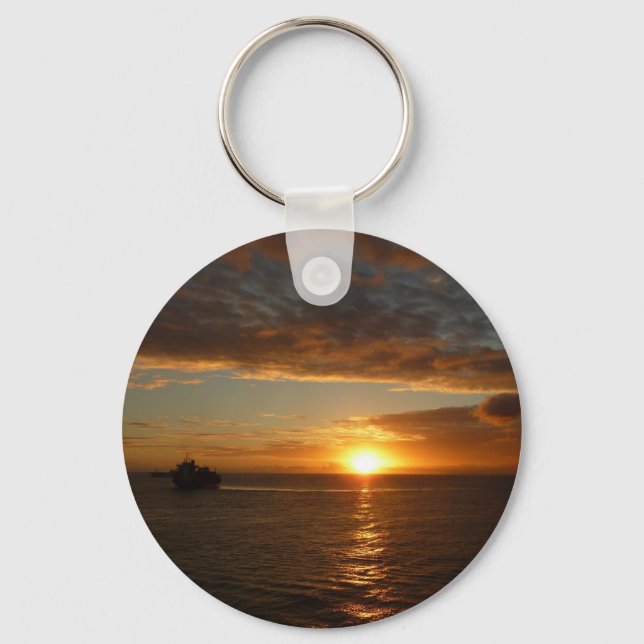 Sunset at Sea II Tropical Seascape Keychain (Front)
