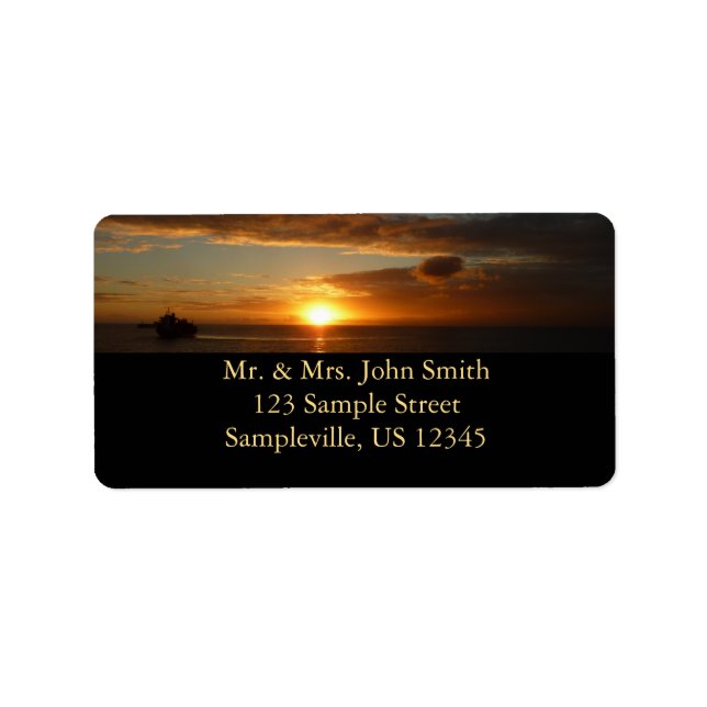 Sunset at Sea II Tropical Seascape Label (Front)