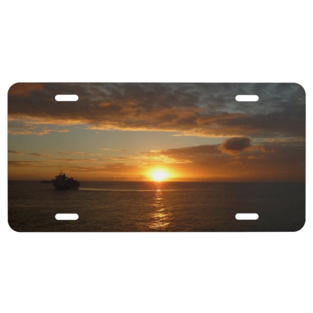 Sunset at Sea II Tropical Seascape License Plate (Front)