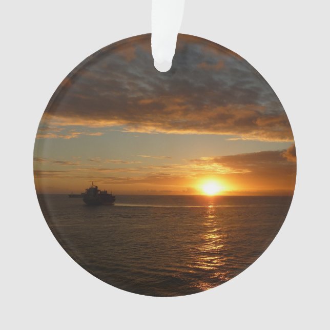 Sunset at Sea II Tropical Seascape Ornament (Front)
