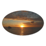 Sunset at Sea II Tropical Seascape Oval Sticker
