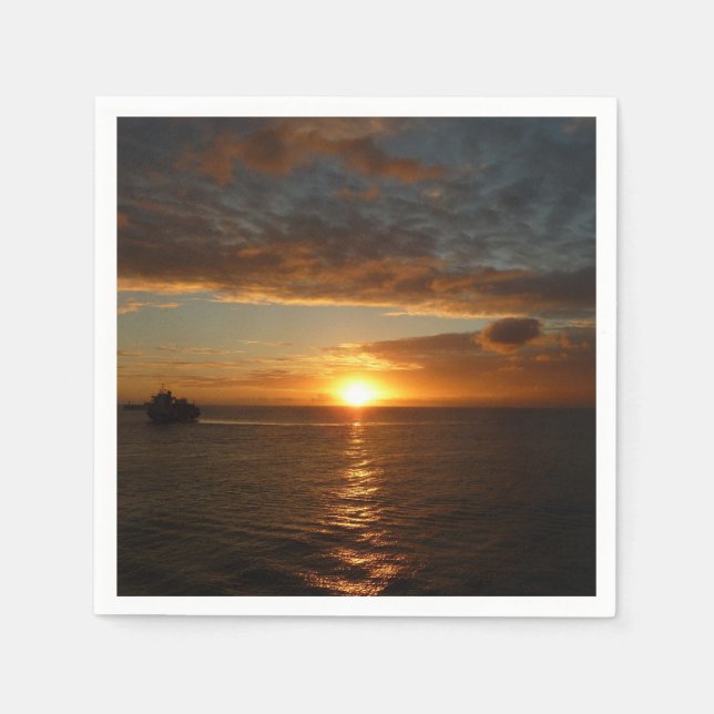 Sunset at Sea II Tropical Seascape Paper Napkins (Front)