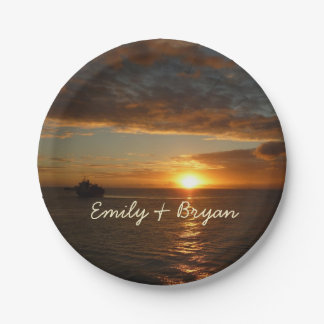 Sunset at Sea II Tropical Seascape Paper Plates