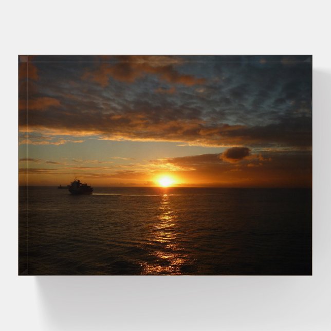 Sunset at Sea II Tropical Seascape Paperweight (Front)