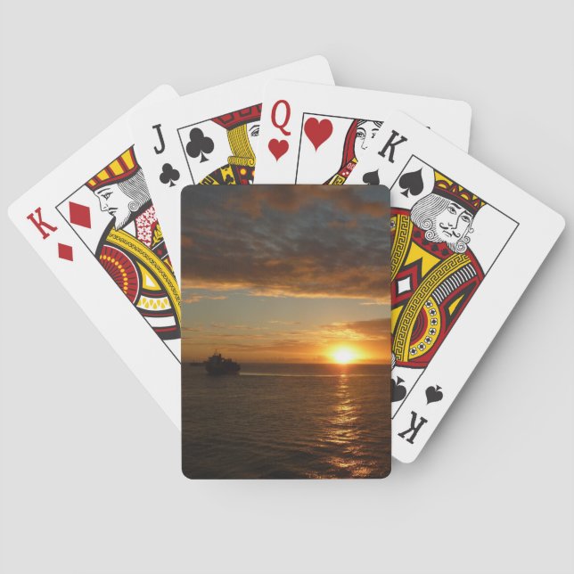 Sunset at Sea II Tropical Seascape Poker Cards (Back)