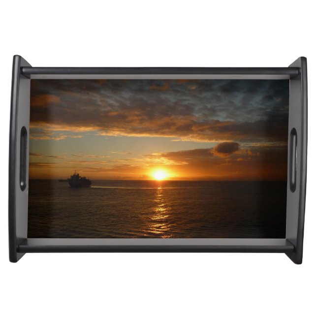 Sunset at Sea II Tropical Seascape Serving Tray (Front)