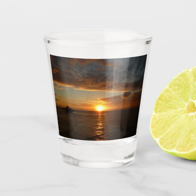 Sunset at Sea II Tropical Seascape Shot Glass (Front)