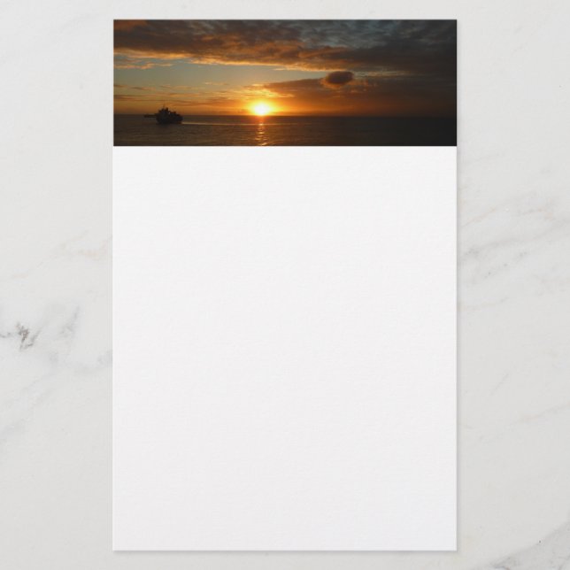 Sunset at Sea II Tropical Seascape Stationery (Front)
