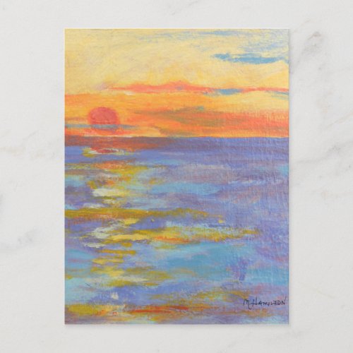 Sunset at Sea Post Cards Ocean Sundown Fine Art Postcard