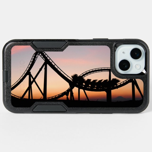 Sunset at Six Flags Magic Mountain iPhone 15 Plus Case (Back Horizontal)