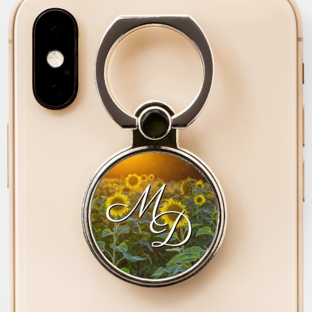 Sunset At Sunflower Field Phone Grip Monogram (Close Up)