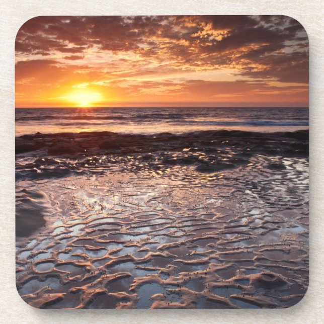 Sunset at the beach, California Drink Coaster (Front)