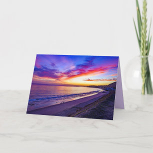 sunset at the beach greeting card