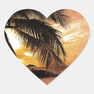 Sunset at the Beach Heart Sticker