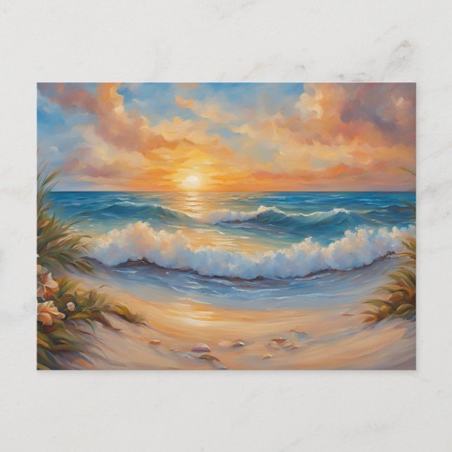 Sunset at the Beach Illustration  Postcard (Front)