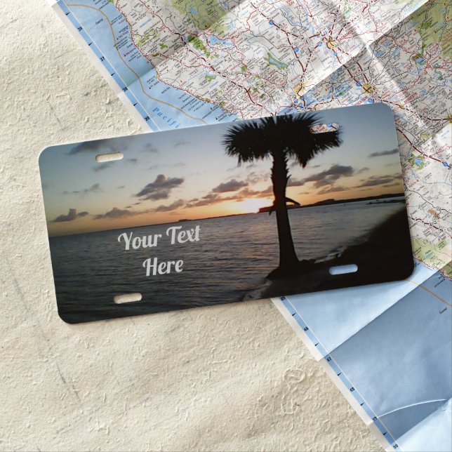 Sunset At The Beach License Plate (In Situ)