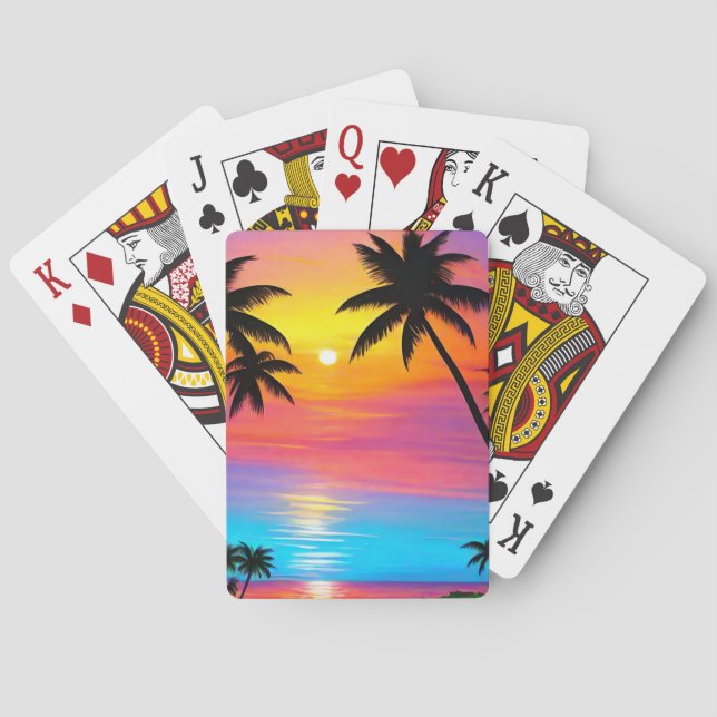 Sunset at the beach poker cards (Back)