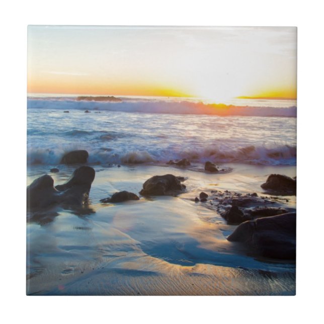 Sunset at the Beach Tile (Front)