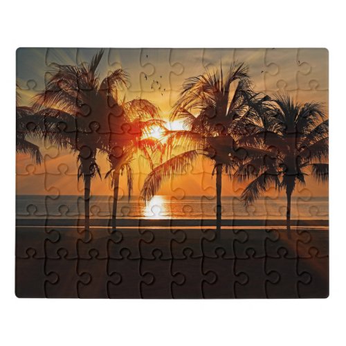 Sunset at the Beach Tropical Landscape  Jigsaw Puzzle