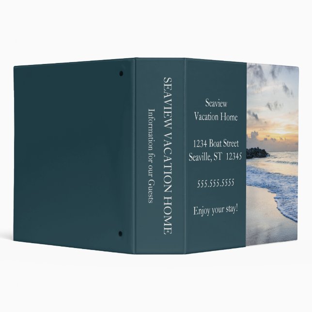 Sunset at the Beach Vacation Home Rental 3 Ring Binder (Background)