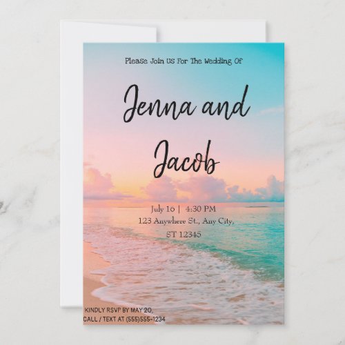 Sunset at the Beach Wedding Invitation